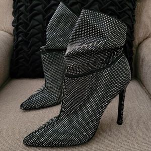 KENNETH COLE NEW YORK RHINESTONE BLING HEELED BOOTIES
